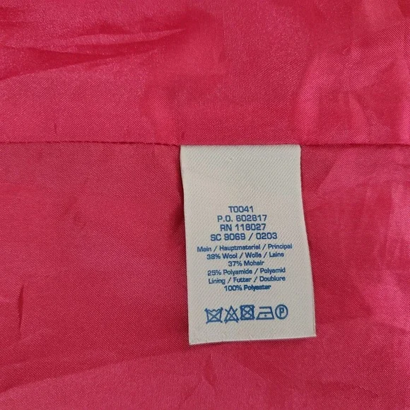 Boden Wool Mohair Imelda Coat Long Pale Pink Hidden Snap Closure Lined Sz Med 8 - Picture 12 of 12